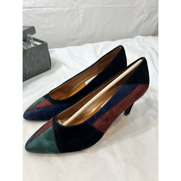 Madeline Stuart Janice pump suede patchwork multicolor black size 7 new - Picture 13 of 16